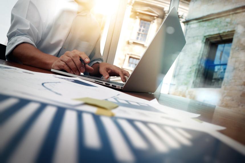 Business documents on office table