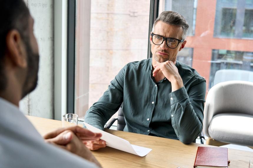 Person focused in professional meeting